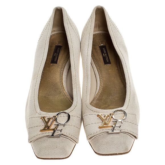 Louis Vuitton Off-White Canvas Love Logo Ballet Flats Size 39.5 - Picture 3 of 4
